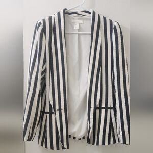 H&M Black and White Striped Blazer